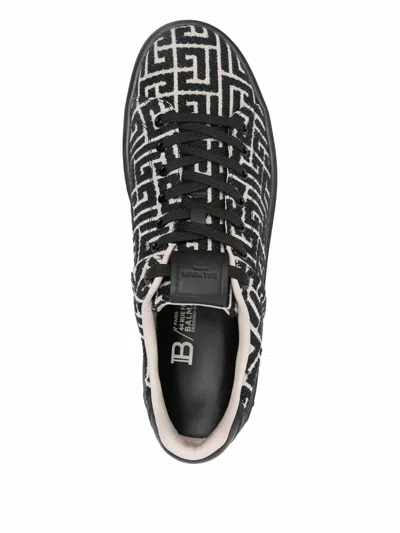 Balmain Monogram Jacquard B-court Trainers In Black
