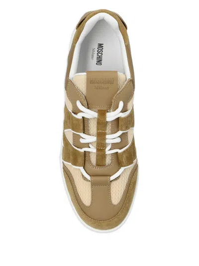 Moschino Suede And Mesh Low-top Sneakers In Multi