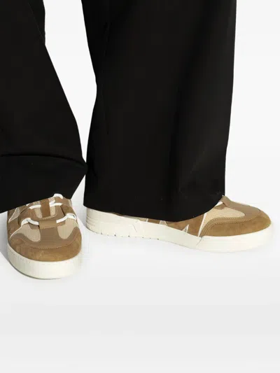 Moschino Suede And Mesh Low-top Sneakers In Multi