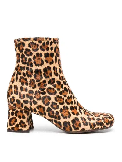 Chie Mihara 60mm Muki Leopard-print Block-heel Ankle Boots In Brown