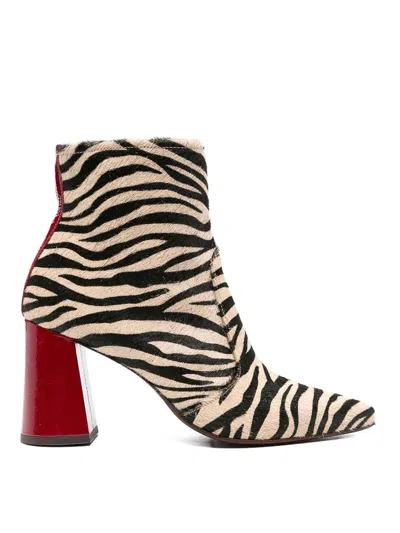 Chie Mihara 80mm Zebra-print Block-heel Ankle Boots In Black