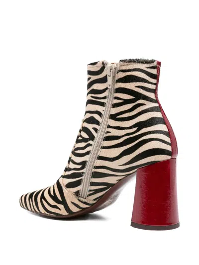 Chie Mihara 80mm Zebra-print Block-heel Ankle Boots In Black