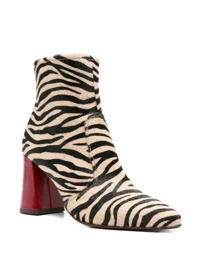 Chie Mihara 80mm Zebra-print Block-heel Ankle Boots In Black
