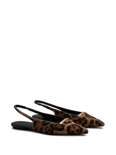 Tod's Embellished Leopard-print Calf Hair Slingback Flats In Animal Print