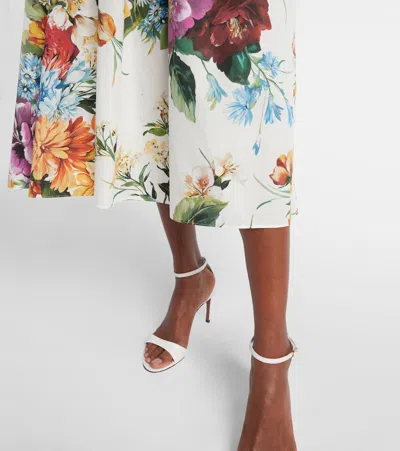 Dolce & Gabbana Midi Poplin Dress With Flower Bouquet Print Dolce E Gabbana In Multi