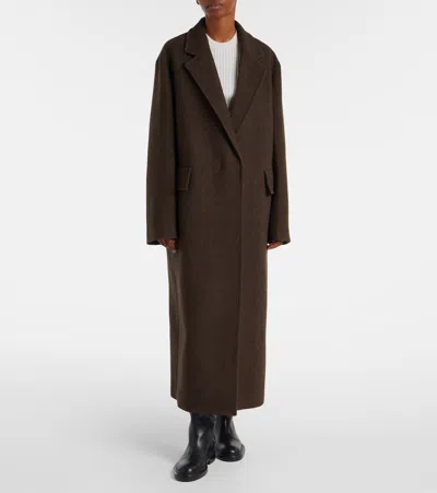 Jil Sander Oversized Wool Coat In Brown