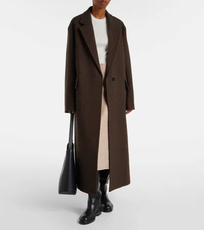 Jil Sander Oversized Wool Coat In Brown