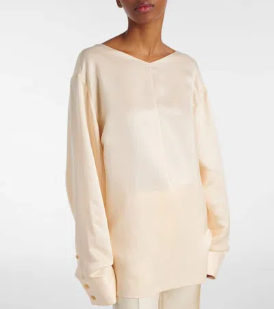 Khaite Durion Open-back Satin Top In Neutral