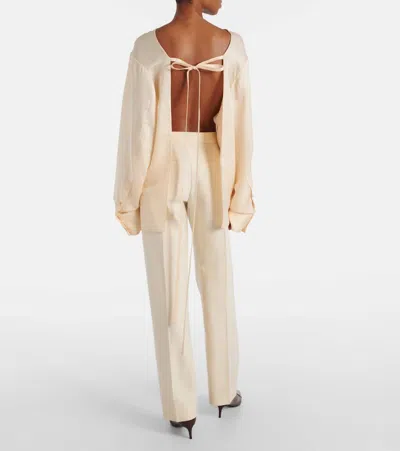 Khaite Durion Open-back Satin Top In Neutral