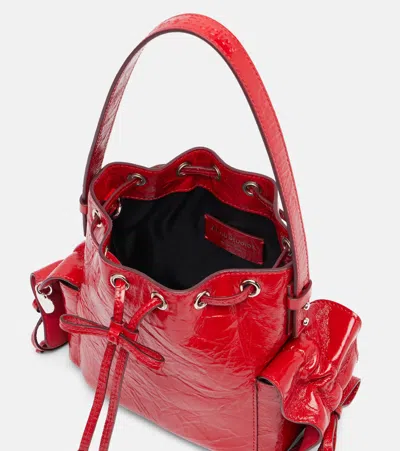 Acne Studios Multipocket Mini Bucket Bag Crinkled Patent In Red
