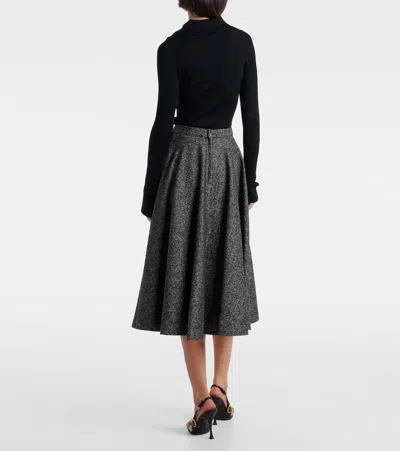 Dolce & Gabbana Midi Circle Skirt In A Dotted Wool Blend Dolce E Gabbana In Gray