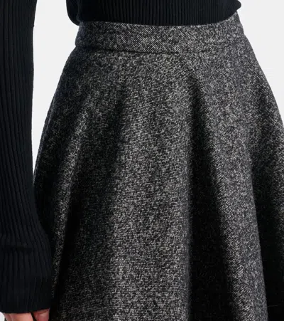 Dolce & Gabbana Midi Circle Skirt In A Dotted Wool Blend Dolce E Gabbana In Gray