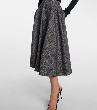 Dolce & Gabbana Midi Circle Skirt In A Dotted Wool Blend Dolce E Gabbana In Gray