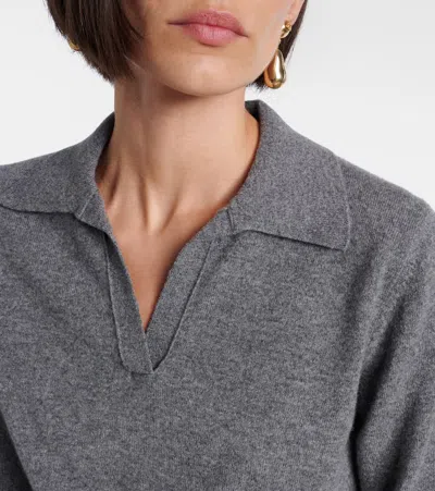 Dolce & Gabbana Knit Cropped Henley Long Sleeve Polo Top In Gray