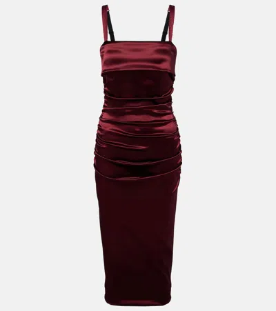 Dolce & Gabbana Satin Midi Dress Dolce E Gabbana In Burgundy