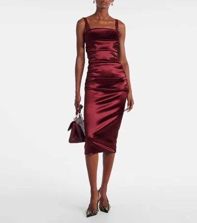 Dolce & Gabbana Satin Midi Dress Dolce E Gabbana In Burgundy