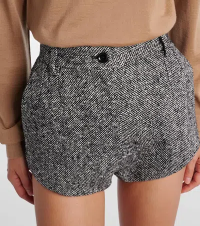 Dolce & Gabbana High Waist Textured Wool Shorts With Pockets In Black
