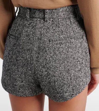 Dolce & Gabbana High Waist Textured Wool Shorts With Pockets In Black