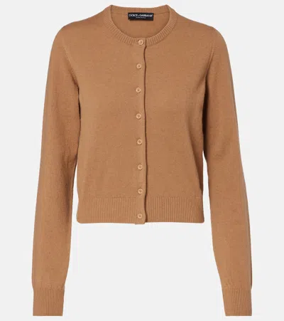 Dolce & Gabbana Cashmere Cardigan In Sand