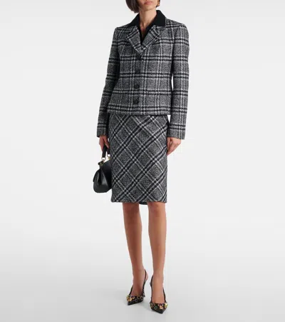 Dolce & Gabbana Checked Wool, Silk, And Llama-blend Jacket In Black