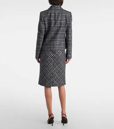 Dolce & Gabbana Checked Wool, Silk, And Llama-blend Jacket In Black