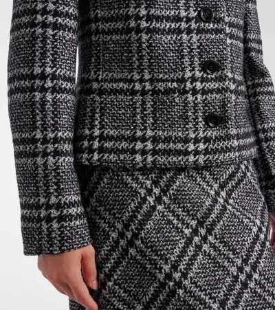 Dolce & Gabbana Checked Wool, Silk, And Llama-blend Jacket In Black