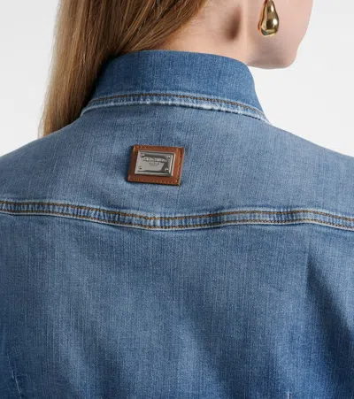 Dolce & Gabbana Denim Cotton Shirt With Chest Pockets In Blue