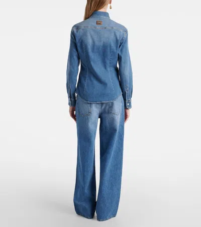 Dolce & Gabbana Denim Cotton Shirt With Chest Pockets In Blue