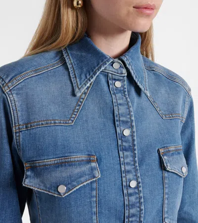 Dolce & Gabbana Denim Cotton Shirt With Chest Pockets In Blue