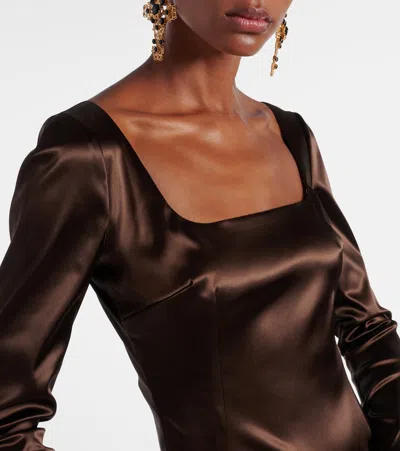 Dolce & Gabbana Stretch Satin Dress In Brown