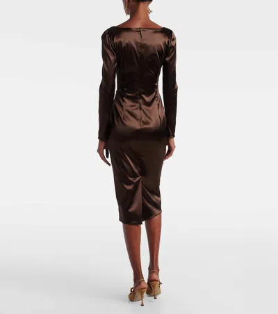Dolce & Gabbana Stretch Satin Dress In Brown