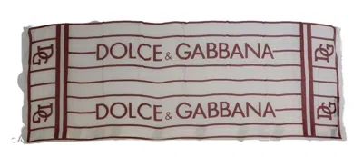 Pre-owned Dolce & Gabbana White Red Printed Wrap Shawl Modal Men's Scarf () In Multi