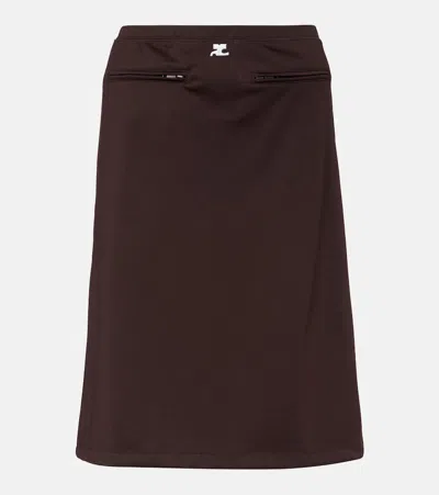 Courrèges Interlock A-line Track Midi Skirt In Brown