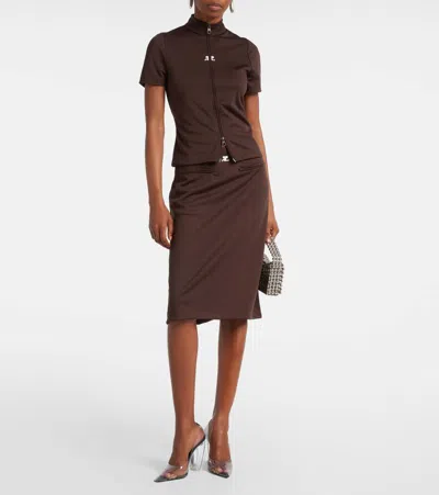Courrèges Interlock A-line Track Midi Skirt In Brown