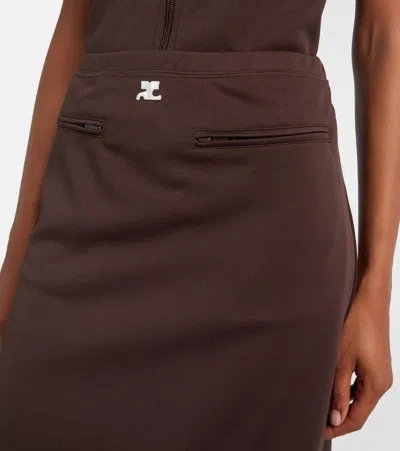 Courrèges Interlock A-line Track Midi Skirt In Brown