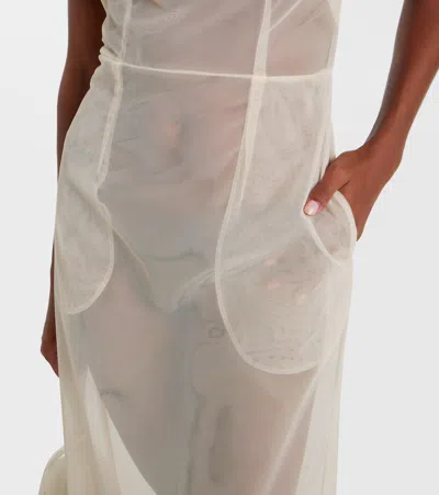 薄纱中长连衣裙