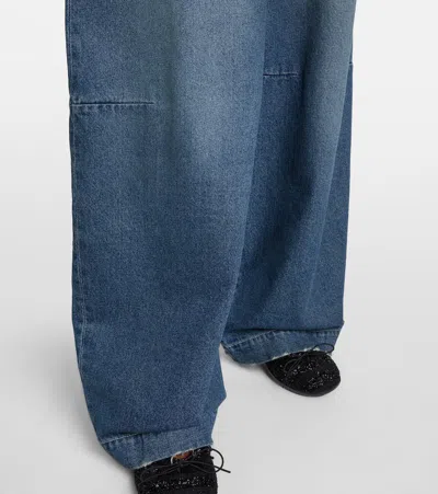 Simone Rocha Distressed High-rise Wide-leg Jeans In Blue