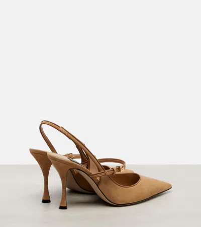 Dolce & Gabbana Suede And Nappa Leather Slingback In Sand