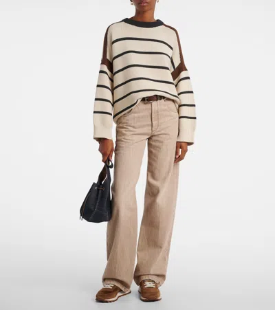 Brunello Cucinelli Suede Sneakers With Rubber Sole Contrast In Nude