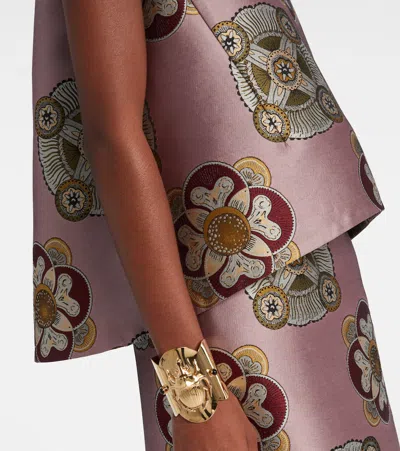 La Doublej La Scala Asymmetric Jacquard Top In Purple