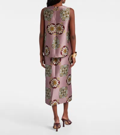 La Doublej La Scala Asymmetric Jacquard Top In Purple