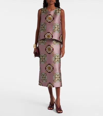 La Doublej La Scala Asymmetric Jacquard Top In Purple