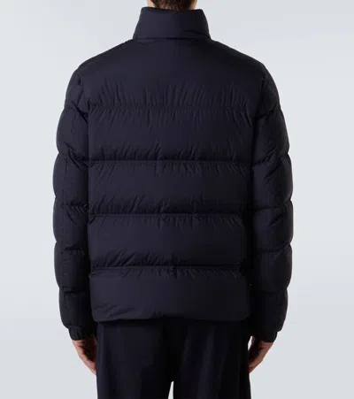 Moncler Puffer Jacket With High Collar And Quilted Design In Blue
