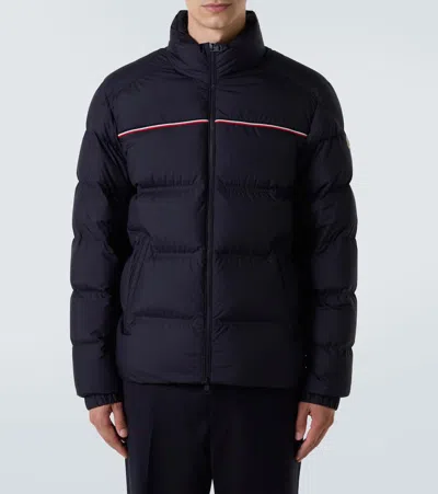 Moncler Puffer Jacket With High Collar And Quilted Design In Blue