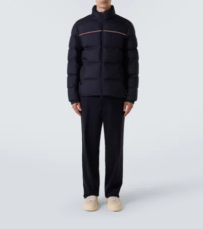 Moncler Puffer Jacket With High Collar And Quilted Design In Blue