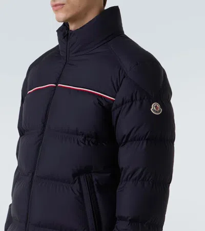 Moncler Puffer Jacket With High Collar And Quilted Design In Blue