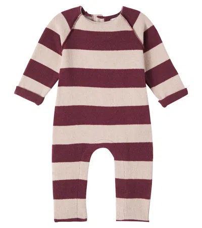 1+ In The Family Baby Wolfgang Knitted Cotton-blend Onesie In Burgundy