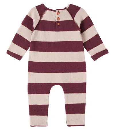 1+ In The Family Baby Wolfgang Knitted Cotton-blend Onesie In Burgundy