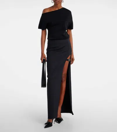 Coperni Garter Cotton-blend Jersey Maxi Skirt In Black