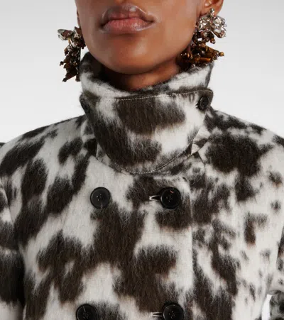 Dries Van Noten Double Breasted Bomber With Cow Pattern In Brown